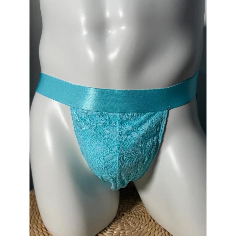 Cosabella Maldives Blue Lace Jock Strap Sexy Stretch Designer Underwear XL NWT